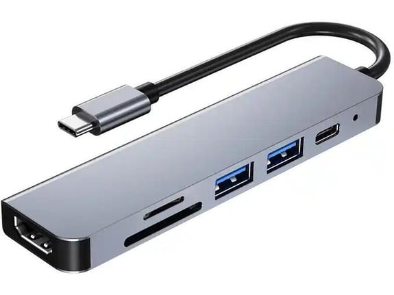 Kettz Adapter KT-601G USB-C na HDMI/USB/SD/TF/USB-C PD 87W