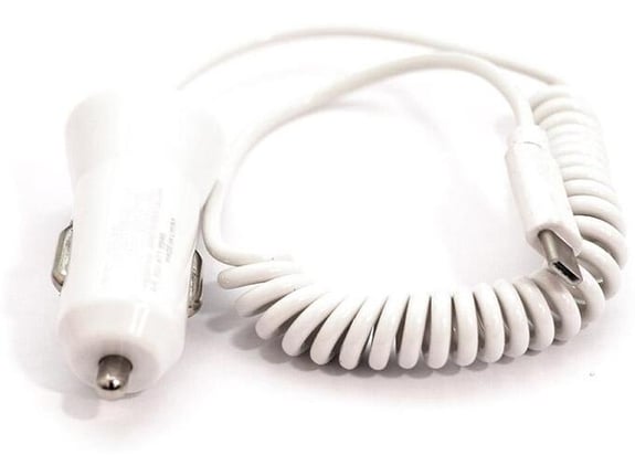 Auto punjač 2u1 (Type-C + USB slot) beli 1A