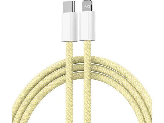 Kabel Braided PD Type-C na Lightning 20W žuti