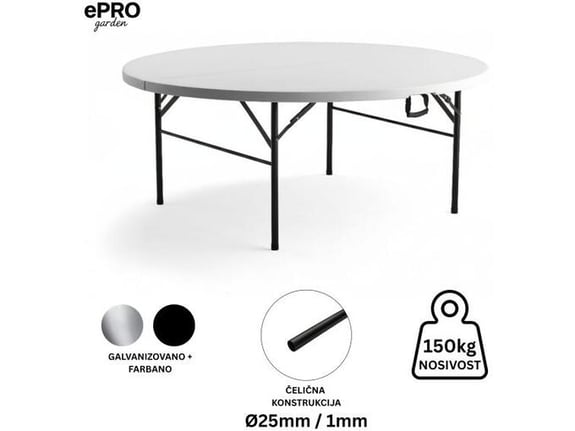ePRO Sklopivi Baštenski sto Ø152 74cm metal-plastika