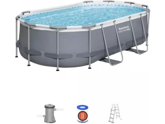 BESTWAY Bazen sa metalnim okvirom, merdevinama i filter pumpom 427x250x100cm Power steel