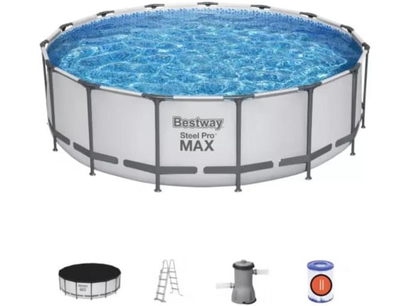 BESTWAY Bazen sa metalnim okvirom, merdevinama i filter pumpom, 457x122 cm, Steel Pro MAX okrugli