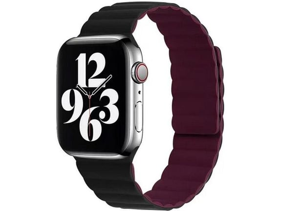 Narukvica za pametni sat Silikonska sa magnetom Apple Watch 42mm-45mm crna bordo