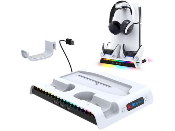 iPega Vertikalni multifunkcionalni stalak za PS5 Slim Pro PG-P5S006 RGB beli