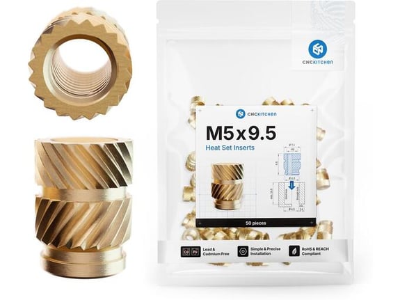 Cnc Kitchen Šrafovska roba threaded inserts M5x9.5mm 50kom