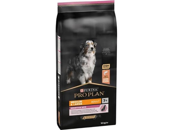 Purina Pro Plan Dog Medium/Large Adult 7+ Sensitive Skin Losos - 14 kg