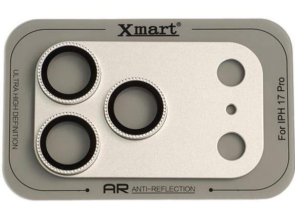Zaštita kamere Xmart full coverage Diamond za iPhone 17 Pro srebrna