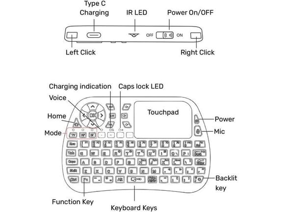 Mini bežična tastatura sa touchpadom USB + Bluetooth