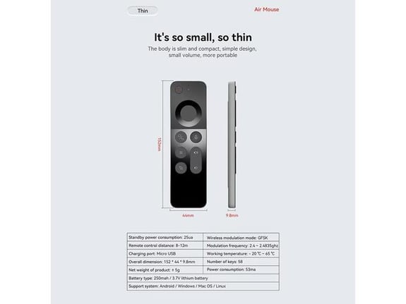 W3 Pametni daljinski upravljač Air Mouse sa mini tastaturom