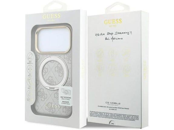 Maska za telefon iPhone 17 Pro Guess Ring Stand 360 4G Classic Logo MagSafe