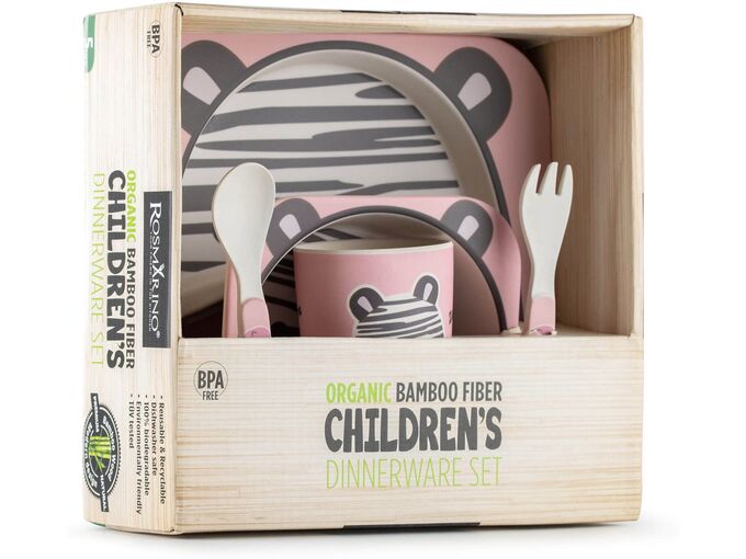 Vitapur 5-delni Dečji set za ručavanje od bambusa Zebra