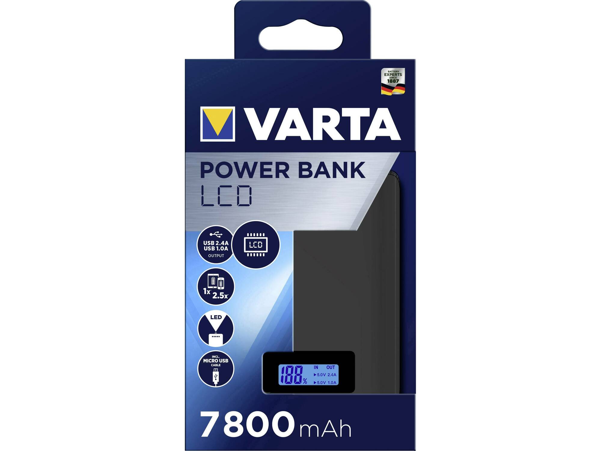 VARTA Powerbank eksterna baterija LCD 7800 mAh