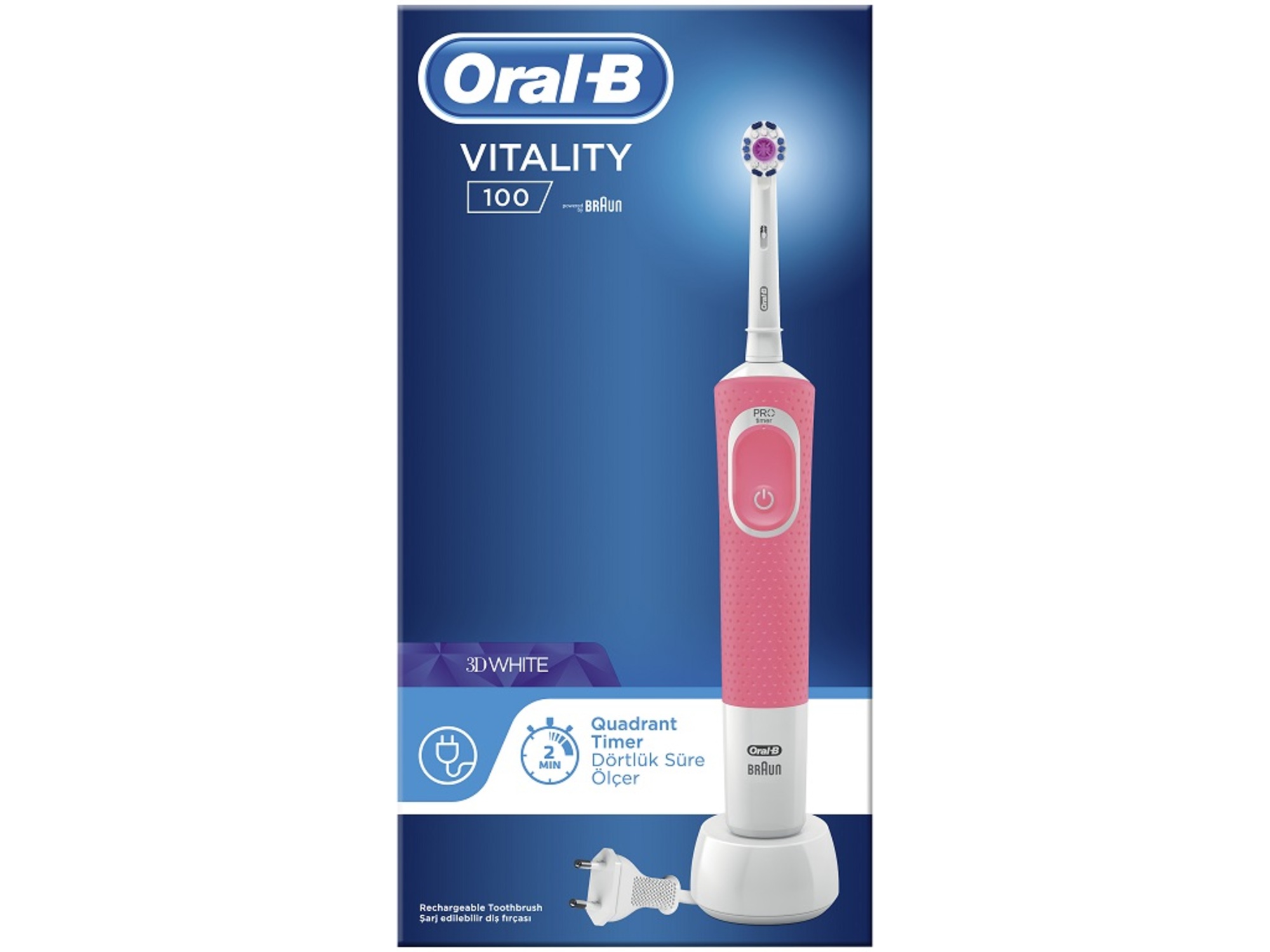 Oral B Power D100 Vitality 3D White Pink Box električna četkica 500430