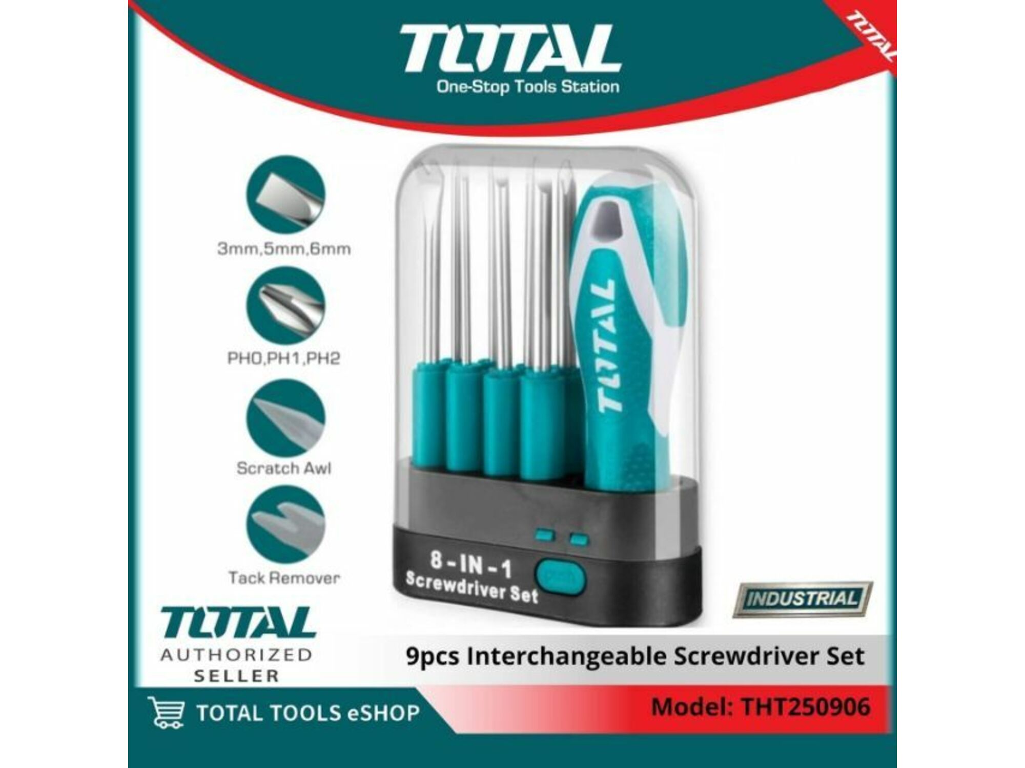 Total alati 9-delni set izmenjivih odvijača THT250906