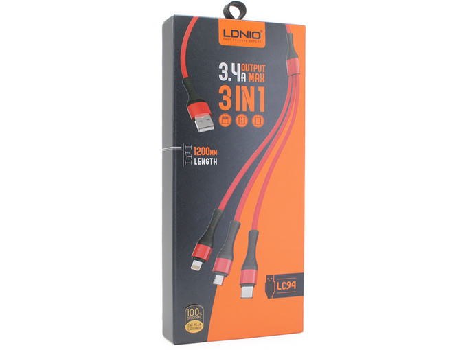 Ldnio Data kabl LC94 za iPhone lightning/Micro USB/Type C 1.2m