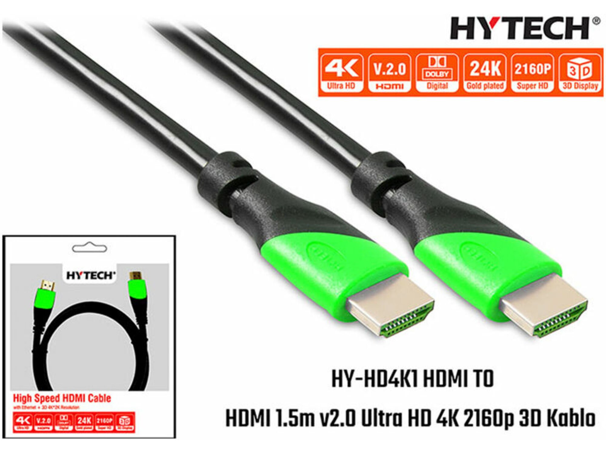 S-link HY-HD4K1 v2.0 kabl HDMI (muški) na HDMI (muški) 4K 3D 1.5m