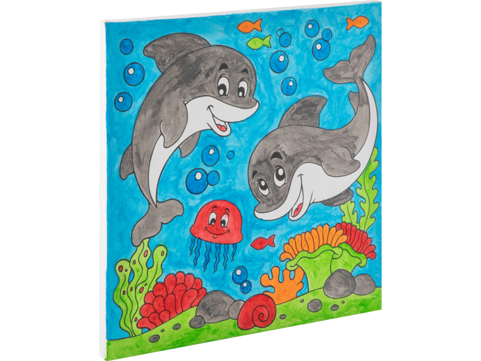 Grafix Platno sa printom + Vodene boje sa četkicom Delfin