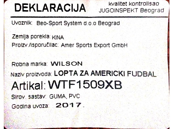 Wilson Tn Official Rubber Football Wtf1509xb