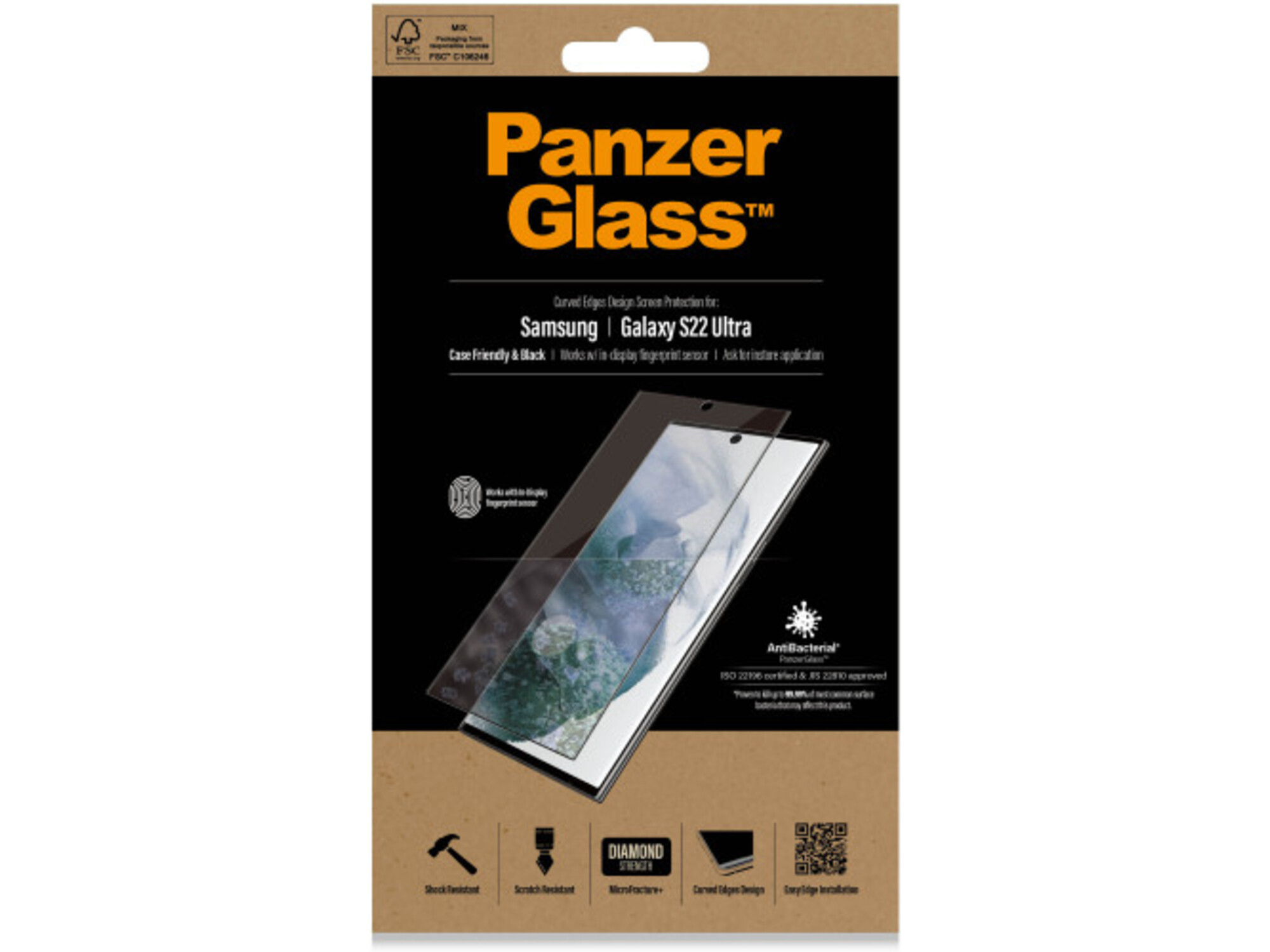 PanzerGlass Zaštitno staklo Case Friendly AB za Samsung Galaxy S22 Ultra 5G