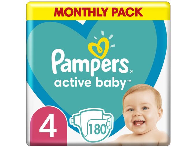 Pampers Active Baby pelene (mesečni box) veličina 4, 9-14kg, 180kom