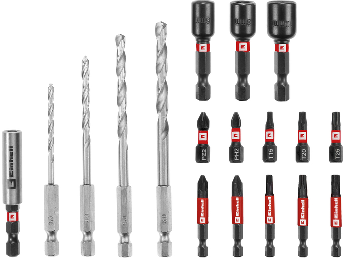 Einhell Set impaktor bitova 25-50mm i nasadni ključevi burgije S-Case 18 kom