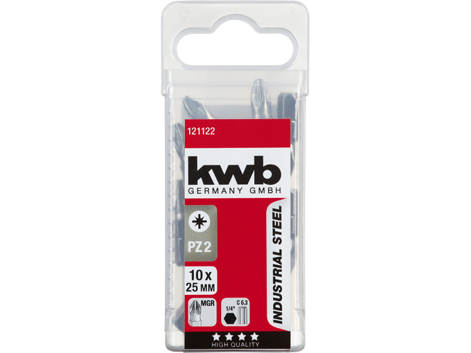Kwb Bit PZ2 25mm Ind. Čelik - 10 kom 1/4" C 6.3 prihvat - TQ 60
