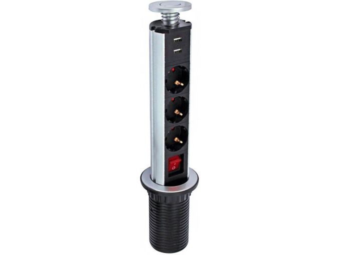 Commel Pop-Up utičnica 3 x šuko + 2 x USB 1.8m kabl 3x1,5