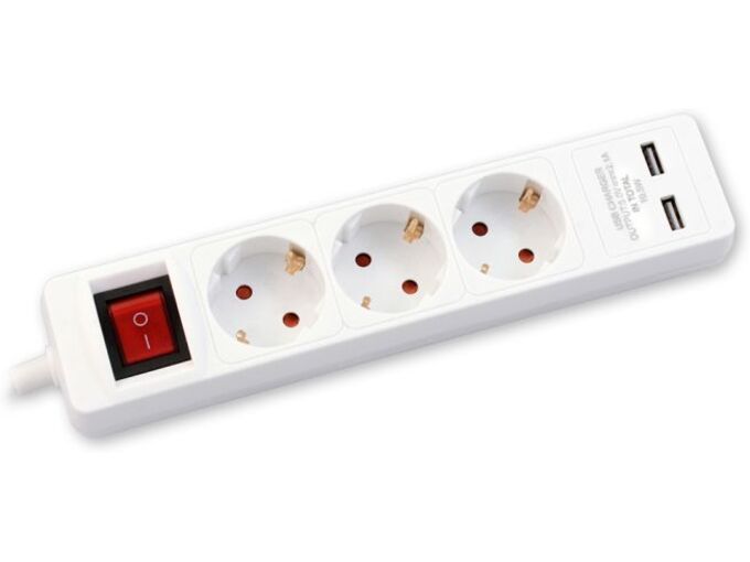 Commel Produžni kabal 1,4m 3xsuko sa sklopkom + 2xUSB