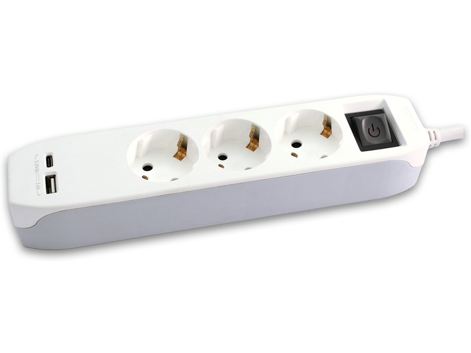 Commel Utičnica 3-struka 3m sa sklopkom + USB A+C