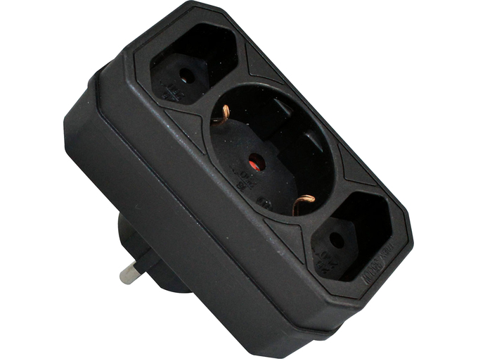 Commel Trostruki razdelnik 2 x Euro 2,5A 250V + šuko