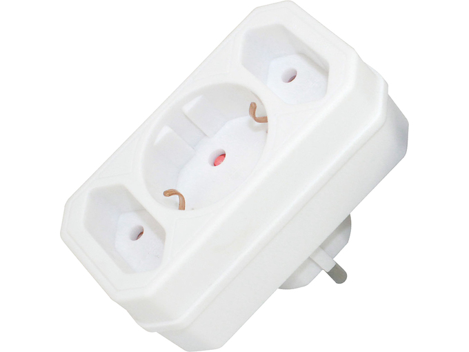 Commel Trostruki razdelnik 2 x Euro 2,5A 250V + šuko