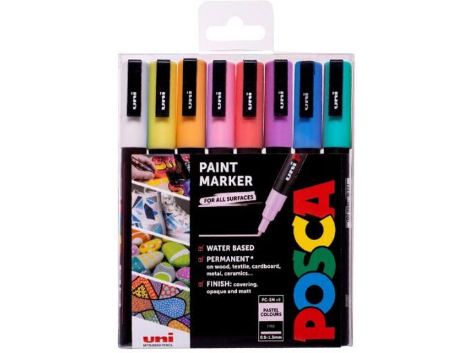 Uni Set pastelne boje Posca PC-3M 8/1