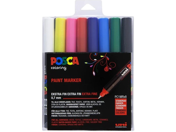 Uni Set PC-1MR Posca 0.7mm 8 kom osnovne boje