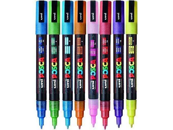 Uni Set PC-3M Posca 0.9-1.3mm 8 kom osnovne boje