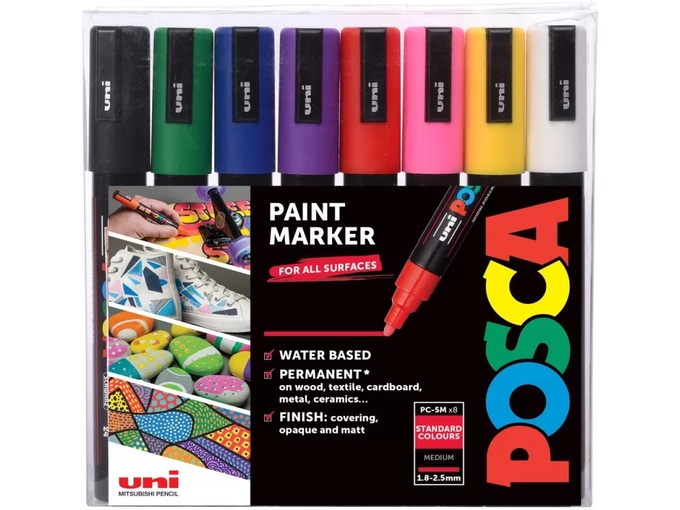 Uni Set EOL PC-5M Posca 1.8-2.5mm 8 kom osnovne boje