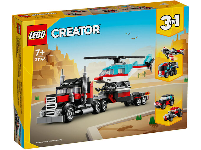 Lego Kamion s ravnom platformom i helikopterom 31146