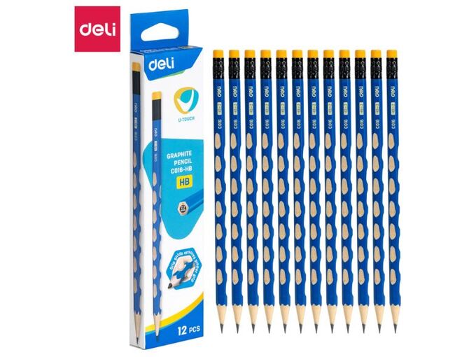 Deli Grafitne olovke sa gumicom U Touch Grip HB 1/12 EC016-HB