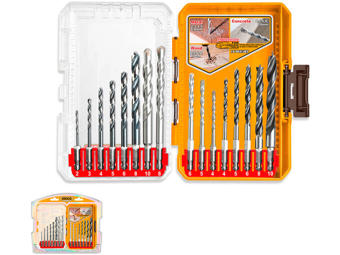 Ingco Set burgija za metal, beton i drvo Super AKDL11608