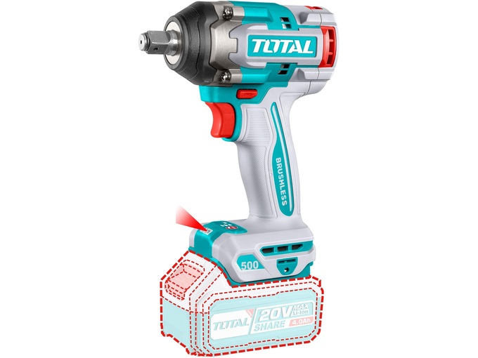 Total alati Udarni odvijač Li-ion BL 1/2",20V, 500Nm
