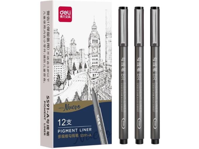 Deli Flomaster Fineliner za crtanje - Pigmentno mastilo 0.45mm S591-A 045