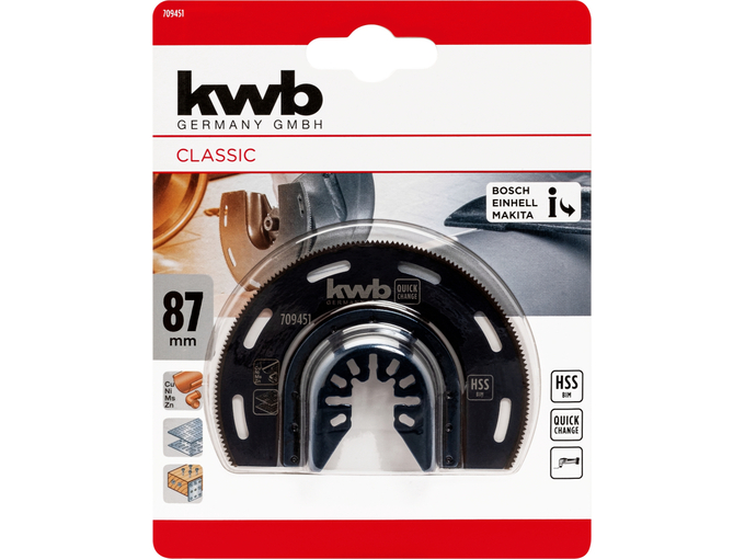 Kwb CV nož za lim drvo i plastiku 87mm polukružni nastastavak za multi-alat HSS BIM
