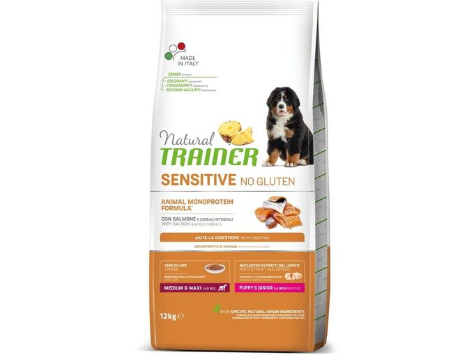 Trainer Natural Medium/Maxi Sensitive No Gluten Puppy Junior Salmon 12kg