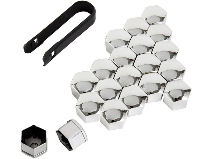 888 Car Accessories Set poklopaca za šrafove točka hrom 20 kom 17mm
