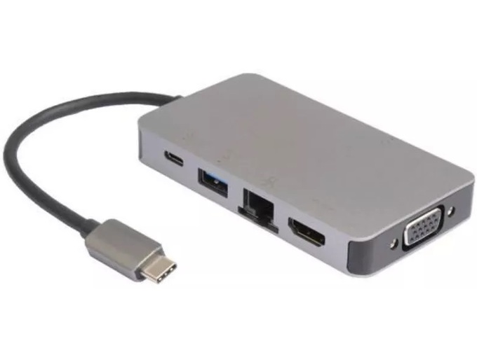 E-Green Adapter USB 3.1 tip C - HDMI + VGA + 2xUSB 3.0 + RJ45 + tip C