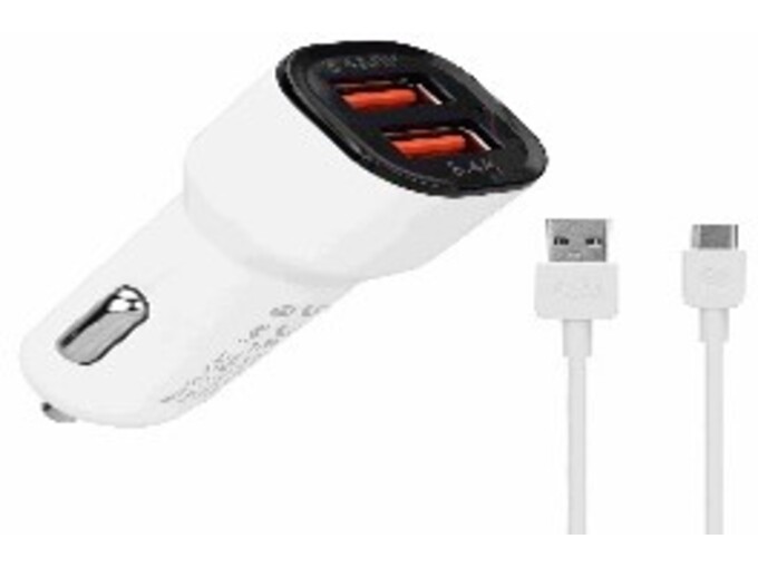 S-Link Auto punjač za telefon 2xUSB + kabl USB C SL-EC30T
