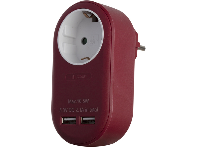 Entac Razvodnik trostruki 2xUSB bordo