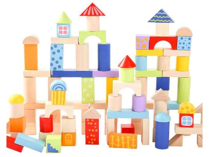 Eco Toys Drvene kocke sa šarama 100kom