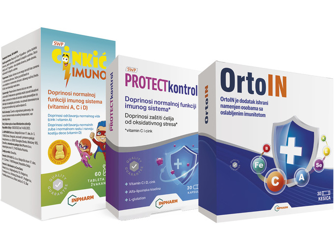 Inpharm Cinkic imuno 60 tableta + Protectkontrol 30 kapsula + Ortoin 30 kesica