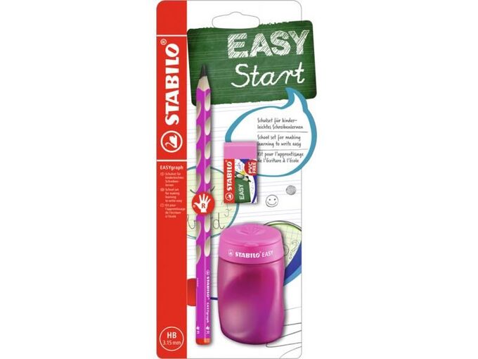 Stabilo Easy set grafitna olovka, rezač, gumica L
