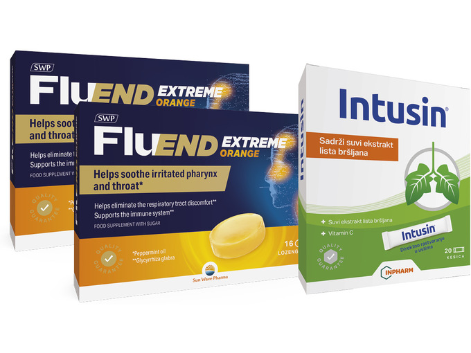 Sun Wave Pharma Fluend extreme orange 16 pastila x 2 + Intusin 20 kesica